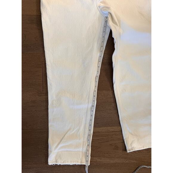 Abercrombie Fitch 90s Straight Ultra High Rise Jean 33/16R OFF WHITE STRETCH EUC - Picture 4 of 8